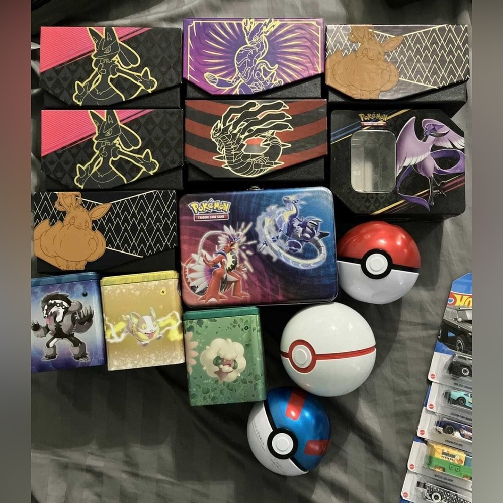 Pokemon Themed Storage Boxes and Pokeballs - boxes and tins only